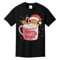 Funny Merry And Bright Christmas Gingerbread Man Hot Cocoa Kids T-Shirt