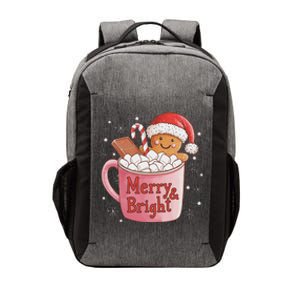 Funny Merry And Bright Christmas Gingerbread Man Hot Cocoa Vector Backpack