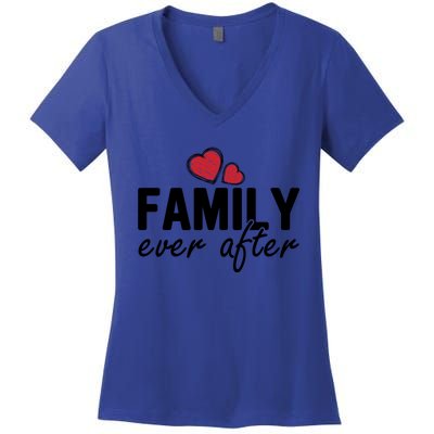 Family Matching Adoption Dad Mom Family Ever After Gift Women's V-Neck T-Shirt