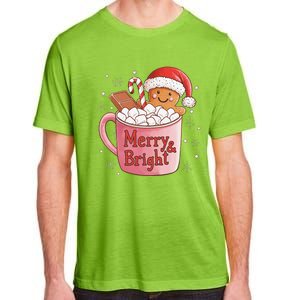 Funny Merry And Bright Christmas Gingerbread Man Hot Cocoa Gift Adult ChromaSoft Performance T-Shirt