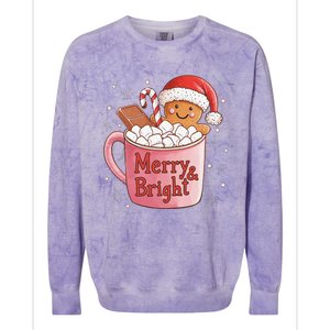 Funny Merry And Bright Christmas Gingerbread Man Hot Cocoa Gift Colorblast Crewneck Sweatshirt