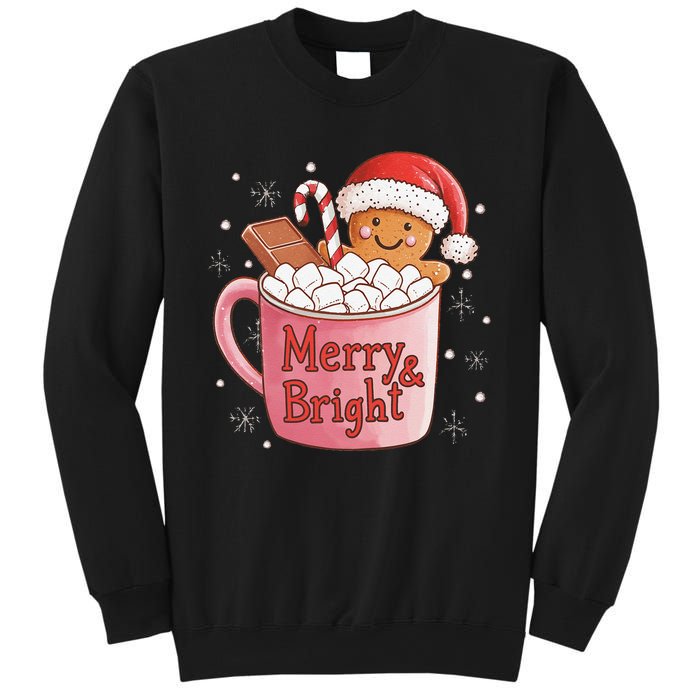 Funny Merry And Bright Christmas Gingerbread Man Hot Cocoa Gift Sweatshirt