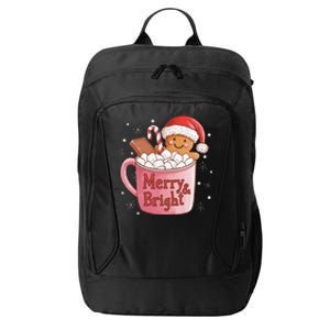 Funny Merry And Bright Christmas Gingerbread Man Hot Cocoa Gift City Backpack