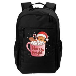 Funny Merry And Bright Christmas Gingerbread Man Hot Cocoa Gift Daily Commute Backpack