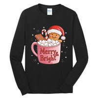 Funny Merry And Bright Christmas Gingerbread Man Hot Cocoa Gift Tall Long Sleeve T-Shirt