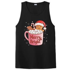 Funny Merry And Bright Christmas Gingerbread Man Hot Cocoa Gift PosiCharge Competitor Tank