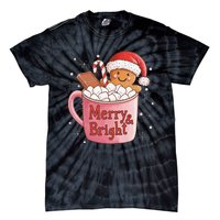 Funny Merry And Bright Christmas Gingerbread Man Hot Cocoa Gift Tie-Dye T-Shirt