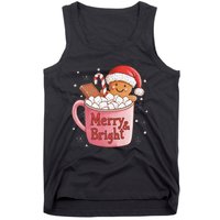 Funny Merry And Bright Christmas Gingerbread Man Hot Cocoa Gift Tank Top