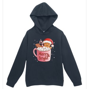 Funny Merry And Bright Christmas Gingerbread Man Hot Cocoa Gift Urban Pullover Hoodie