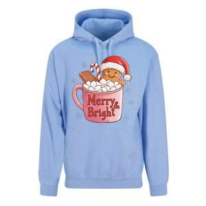 Funny Merry And Bright Christmas Gingerbread Man Hot Cocoa Gift Unisex Surf Hoodie