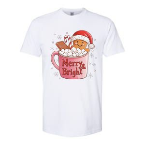 Funny Merry And Bright Christmas Gingerbread Man Hot Cocoa Gift Softstyle CVC T-Shirt