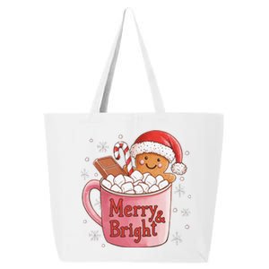 Funny Merry And Bright Christmas Gingerbread Man Hot Cocoa Gift 25L Jumbo Tote