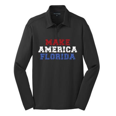 Funny Make America Florida Desantis 2024 Election Sarcastic Silk Touch Performance Long Sleeve Polo