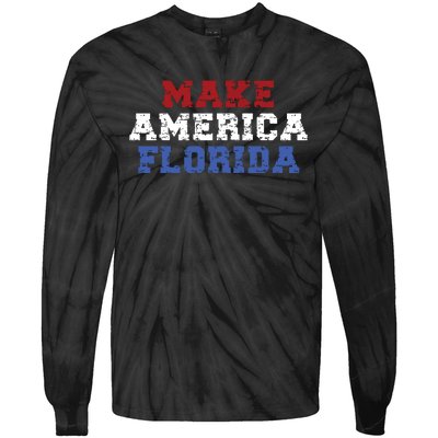 Funny Make America Florida Desantis 2024 Election Sarcastic Tie-Dye Long Sleeve Shirt