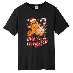 Funny Merry And Bright Christmas Gingerbread Man Hot Cocoa Tall Fusion ChromaSoft Performance T-Shirt