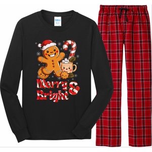 Funny Merry And Bright Christmas Gingerbread Man Hot Cocoa Long Sleeve Pajama Set