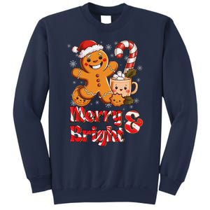 Funny Merry And Bright Christmas Gingerbread Man Hot Cocoa Sweatshirt