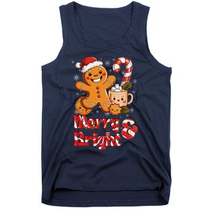 Funny Merry And Bright Christmas Gingerbread Man Hot Cocoa Tank Top