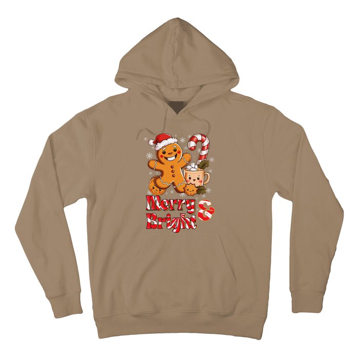 Funny Merry And Bright Christmas Gingerbread Man Hot Cocoa Hoodie