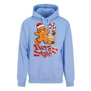 Funny Merry And Bright Christmas Gingerbread Man Hot Cocoa Unisex Surf Hoodie