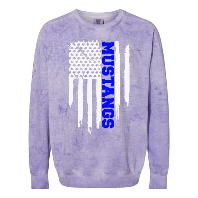 Friendswood Mustangs American Flag Colorblast Crewneck Sweatshirt