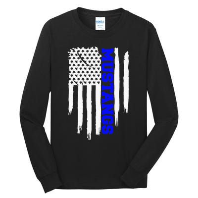 Friendswood Mustangs American Flag Tall Long Sleeve T-Shirt