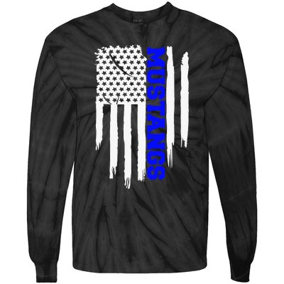 Friendswood Mustangs American Flag Tie-Dye Long Sleeve Shirt