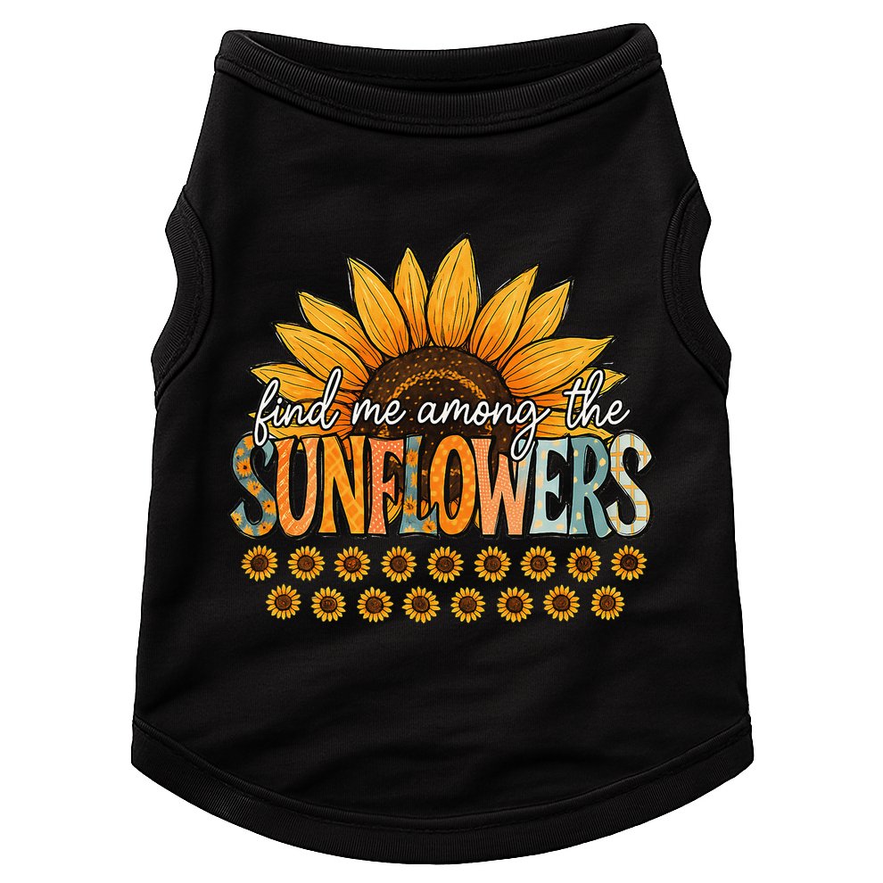 Find Me Among The Sunflowers Vintage Flower Summer Vibes Doggie Tank