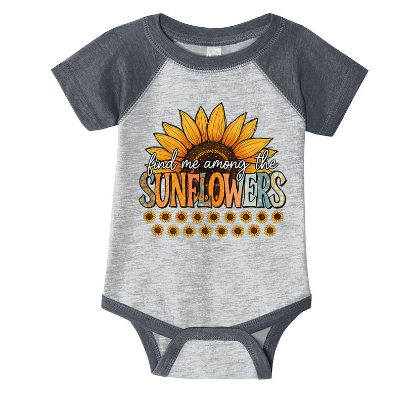Find Me Among The Sunflowers Vintage Flower Summer Vibes Infant Baby Jersey Bodysuit