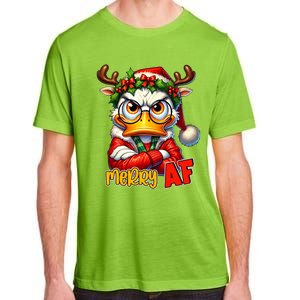 Funny Merry Af Sarcastic Grumpy Duck Christmas Adult ChromaSoft Performance T-Shirt