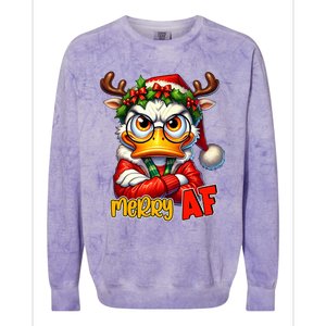 Funny Merry Af Sarcastic Grumpy Duck Christmas Colorblast Crewneck Sweatshirt