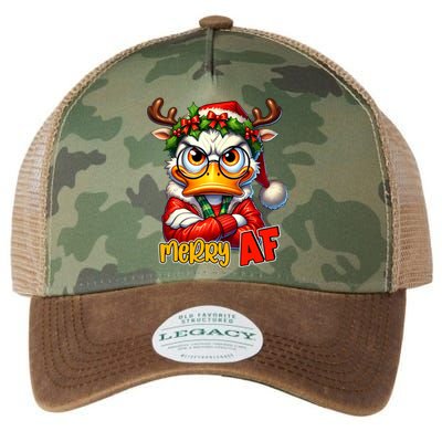 Funny Merry Af Sarcastic Grumpy Duck Christmas Legacy Tie Dye Trucker Hat