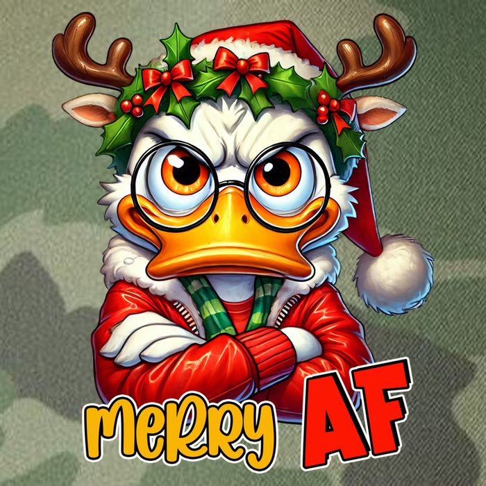 Funny Merry Af Sarcastic Grumpy Duck Christmas Legacy Tie Dye Trucker Hat