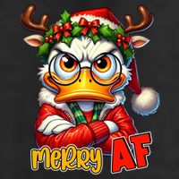 Funny Merry Af Sarcastic Grumpy Duck Christmas Cool Comfort Performance Bucket Hat