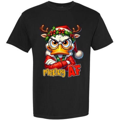 Funny Merry Af Sarcastic Grumpy Duck Christmas Garment-Dyed Heavyweight T-Shirt