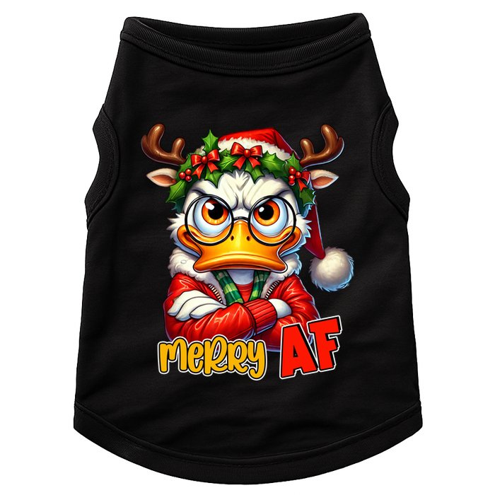Funny Merry Af Sarcastic Grumpy Duck Christmas Doggie Tank