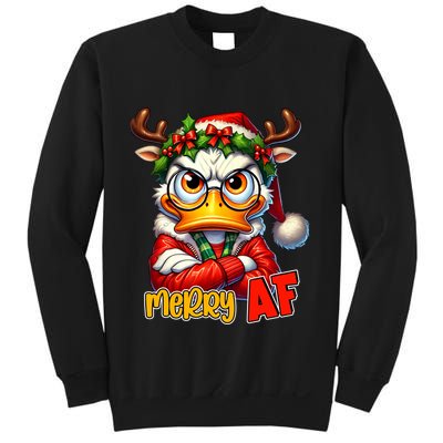 Funny Merry Af Sarcastic Grumpy Duck Christmas Sweatshirt