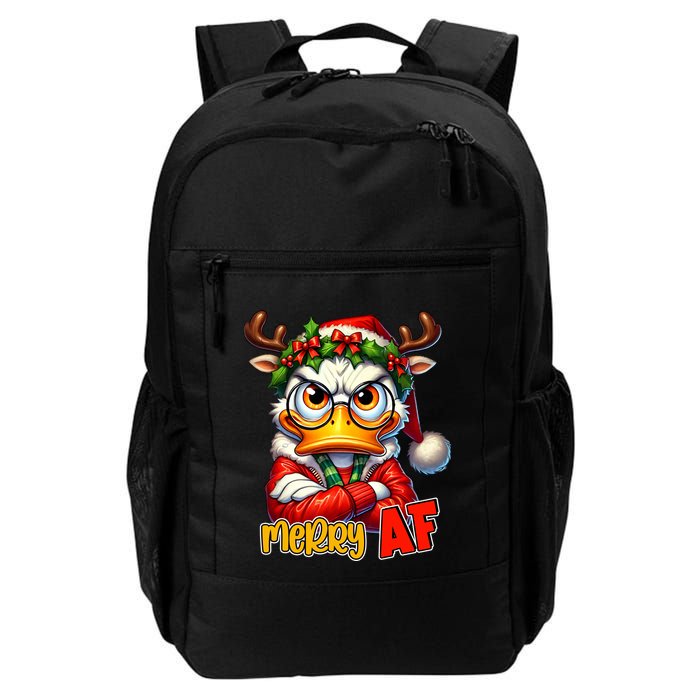 Funny Merry Af Sarcastic Grumpy Duck Christmas Backpack