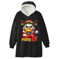 Funny Merry Af Sarcastic Grumpy Duck Christmas Hooded Wearable Blanket