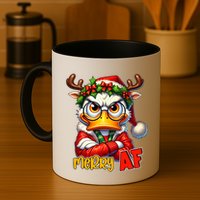 Funny Merry Af Sarcastic Grumpy Duck Christmas Mug