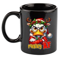 Funny Merry Af Sarcastic Grumpy Duck Christmas 11oz C Handle Ceramic Mug