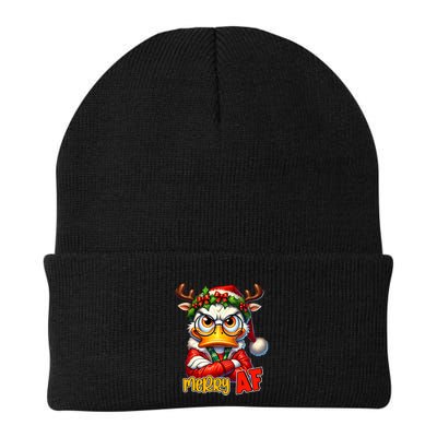 Funny Merry Af Sarcastic Grumpy Duck Christmas Beanie