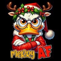 Funny Merry Af Sarcastic Grumpy Duck Christmas Drawstring Bag