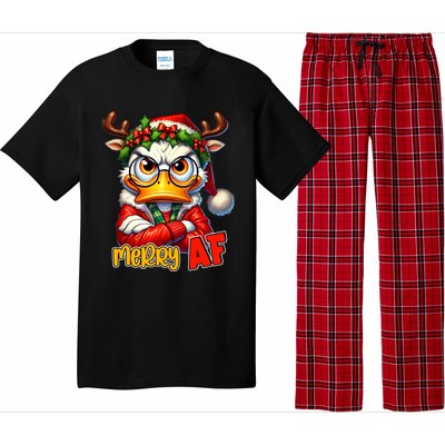 Funny Merry Af Sarcastic Grumpy Duck Christmas Pajama Set