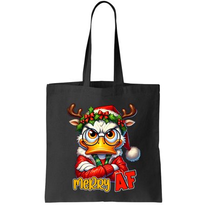Funny Merry Af Sarcastic Grumpy Duck Christmas Bag