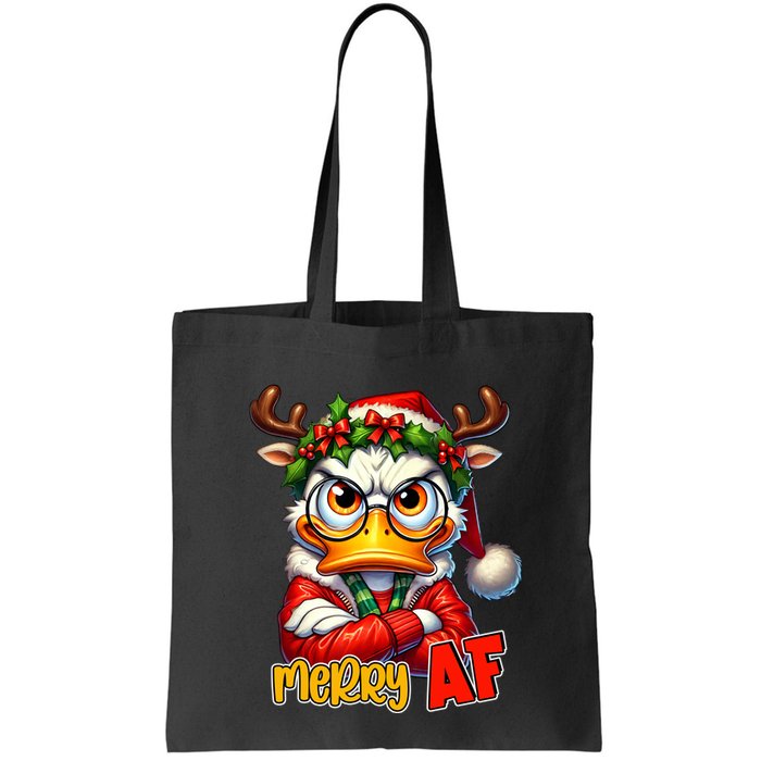 Funny Merry Af Sarcastic Grumpy Duck Christmas Bag