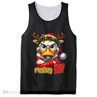 Funny Merry Af Sarcastic Grumpy Duck Christmas Mesh Reversible Basketball Jersey Tank
