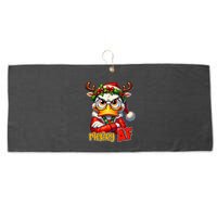 Funny Merry Af Sarcastic Grumpy Duck Christmas Large Microfiber Waffle Golf Towel