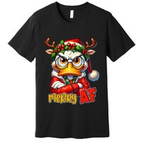 Funny Merry Af Sarcastic Grumpy Duck Christmas Premium T-Shirt