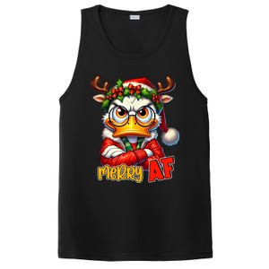 Funny Merry Af Sarcastic Grumpy Duck Christmas PosiCharge Competitor Tank